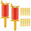 2 Pack Mason Line with Handle, Twisted 540 FT #18 Reloadable Reel with 10 Levels, Braided Nylon Construction String Line for Gardening, Masonry Tools, Surveying, Kite Twine String or DIY(Orange)