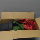 16 Artificial Poinsettias Flowers for Outdoors Red Faux Christmas Poinsettia Plant 11 Heads Winter Flowers for Front Porch Garden Yard Patio Decor