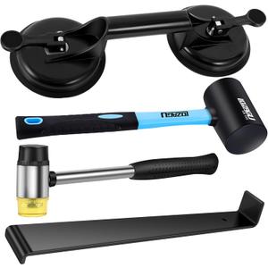 4-Piece Floor Gap Fixer Tool Set with Aluminium Suction Cup & Rubber Mallet Hammer, Fixer Tool for Laminate Floor Gap RepairDo not use on scraped or uneven floors (4-PIECE)