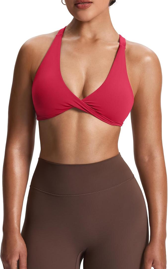 Aoxjox Women's Workout Sports Bras Fitness Satara Low Impact Bra Yoga Crop Tank, Small