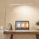 Space Aluminum LED Desk Lamp with Clamp, Clip on Light for Reading Study Desk Light 3 Modes 10 Brightness Flexible Gooseneck with USB Adapter Table Lamp for Home Office Computer Nail Work