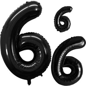 GOER Black Foil Balloons Number 6,Huge Number Balloons for 6th Birthday Party Supplies Anniversary Decorations (3 pcs,42 inch,32 inch,16inch)