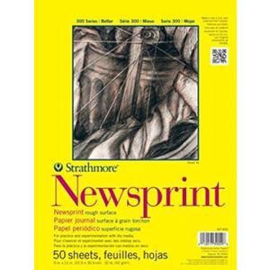 Strathmore 300 Series Newsprint Paper Pad, Tape Bound, 14x17 inches, 50 Sheets (32lb/52g) - Art Paper for Adults and Students - Practice Sketching with Charcoal, Graphite and Pencil