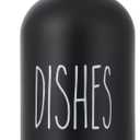Black D Glass Soap Dispenser - Thick Glass, Stainless Steel Pump, Kitchen & Bathroom Sink Use