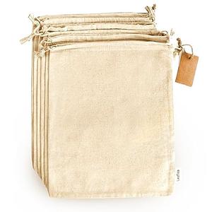LEAFICO Cotton Storage Bags – X-Large 14x17 Inch (6-Pack) – Reusable Muslin Bags with Drawstrings – Biodegradable Canvas Fabric Sacks – Perfect for Bread, Bulk Produce, Potatoes, Onions, Shoes