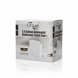 Cesun Automatic Motion Sensor Bathroom Trash Can with Lid, 2.6 Gallon Touchless Trash Bin, Smart Plastic Slim Garbage Can Small White Wastebasket for Toilet, Office, rv, Bedroom, Living Room