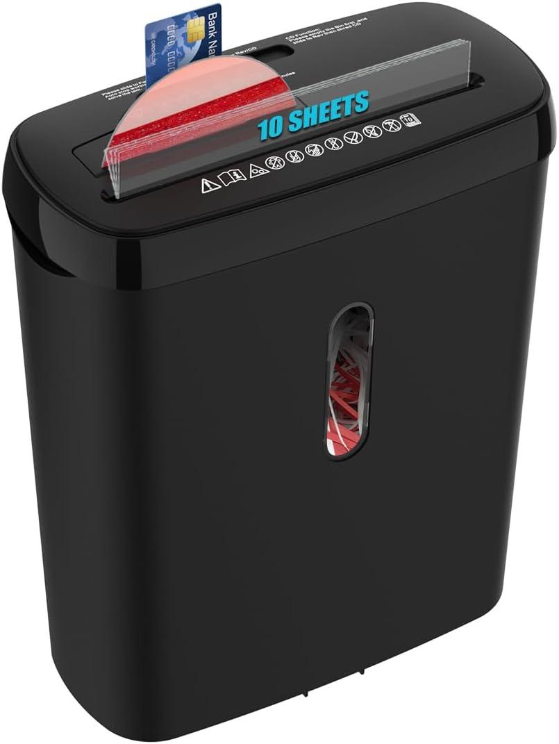 Home Office Paper Shredder,Woolsche 10-Sheet Strip Cut with 3.17-Gallon Basket,P-2 Security Level,CD & Credit Card Shredder,Durable & Fast - Jam Proof System - ETL Certified, Blac