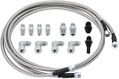 6AN 70" Transmission Fluid Oil Cooler Hose Line kit for GM Chevy Transmission 4L80E TH350 TH400 4L60E 700R4 200-4R TR6060 Ford AOD 4R100 4R70W and C5 Stainless Steel Braided PTFE Hose
