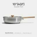 CAROTE 10" Stainless Steel Frying Pan with Lid - Non-Toxic Saute Pan, Omelet Pan - Fast & Even Heat - Induction, Ceramic, Gas Cooktops Compatible