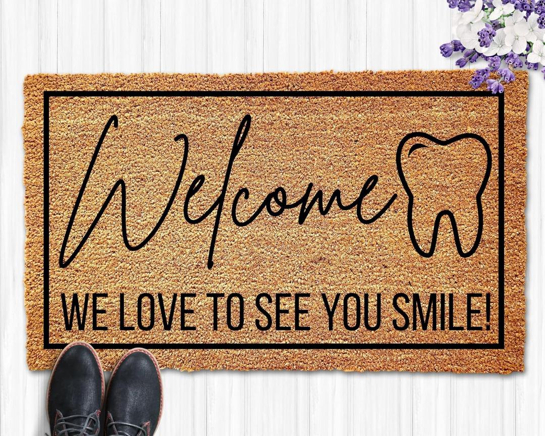 Dental Office Welcome Mat - Funny Dentist Doormat, Business Gift - 16x24 Inch