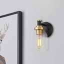 zeyu 1-Light Bathroom Sconces Wall Lighting, Modern Vanity Wall Lamp, Black and Gold Finish with Clear Glass Shade, ZG33B BK+BG