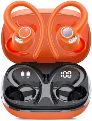 Wireless Earbuds, Bluetooth 5.4 Headphones Sport, Over Ear Buds With ENC Noise Cancelling Mic, 48H, Wireless Earphone With Earhooks, Stereo Deep Bass, IP7 Waterproof ear bud for Workout Running, Pink