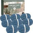 Mellobello Jumbo Chunky Yarn for Hand Knitting - Super Thick Chenille Chunky Yarn for Crocheting - Extra Soft Bulky Fluffy Blanket Big Yarn 8 Jumbo Pack (27yds,8 oz Each Skein) Teal