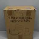 72 Pcs Plates and Bowls Sets, Unbreakable Wheat Straw Dinnerware Set Service for 8, Plastic Dish Set, Reusable Plates Bowls Cups for Kitchen, Camping, Outdoor, Dorm Microwave & Dishwasher Safe, Black