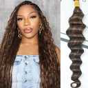 YWIGS Human Braiding Hair for Boho Braids Loose Deep Wave Bulk Human Hair for Braiding 50G No Weft Virgin Human Hair #4/30 18inch