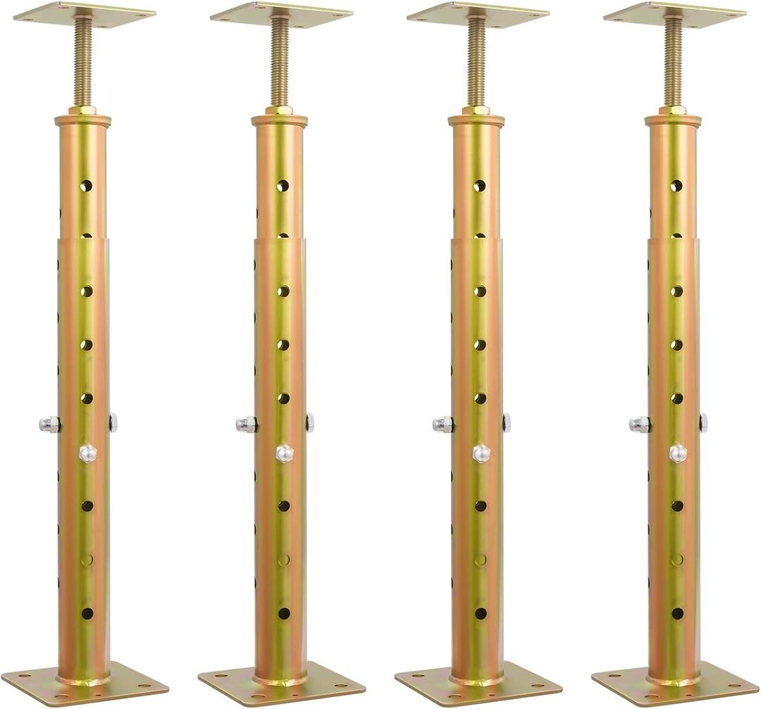 4Pack Adjustable Floor Jack,19" - 36" Telescoping Jack Post for Basement Deck Leveling, Heavy-Duty Steel Construction for DIY Crawl Spaces Heavily Loaded 4400lbs Capacity (Gold)