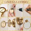 2 Pcs Antique Brass Toilet Paper Holder, Brass Towel Ring, Bathroom Wall Mount Vintage Gold Tissue Roll Holder & Hand Towel Ring, Exquisite Pattern Carving Bathroom Accessories(Round)