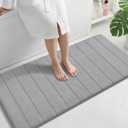 Yimobra Long Bath Mat 44"x24", Super Soft Quick Dry Memory Foam Bathroom Rug, Water Absorbent, Non Slip Backing Machine Washable for Tub Shower, Thick Comfort Support, Gray