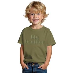 SOFEON Big Brother Shirt Toddler Baby Boy Promoted to Big Brother Puff Print T-Shirt Summer Short Sleeve Announcement Tees 4-5T
