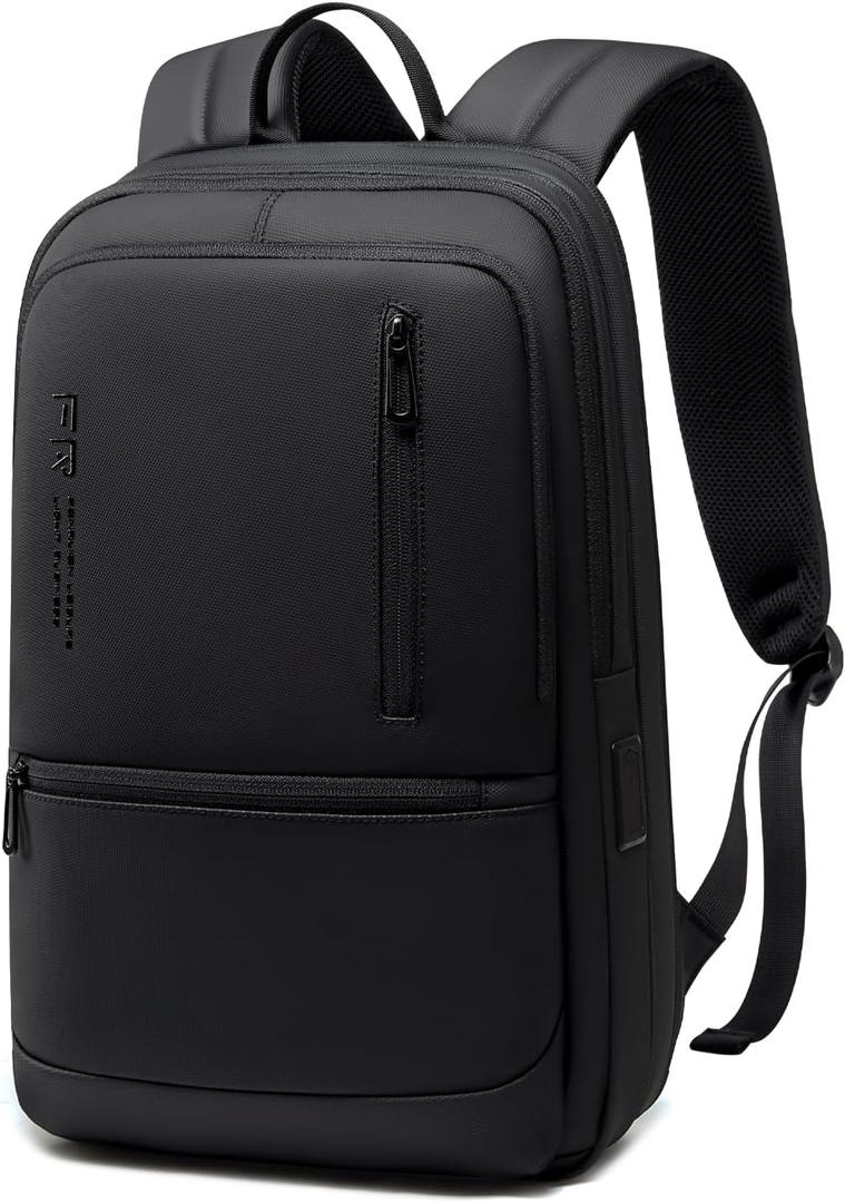 Work Backpack for Men, Expandable Backpack with USB C Charging Port, Water Resistant 15.6 Inch Laptop Backpack, Black