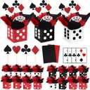 16 Sets Casino Party Decorations Themed Table Centerpieces Casino Night Table Party Toppers with White, Black, Red Dice Box Poker Cutouts and Sticks for Night Decor Birthday