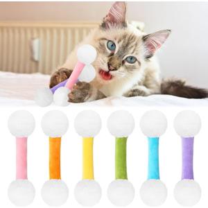 CiyvoLyeen Swabs Catnip Toys Set of 6 Soft Plush Kicker Toys - Interactive Kitty Kick Sticks for Cat Lovers Gift - Sturdy Teething Chew Toy