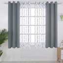 BONZER Mix and Match Curtains - 2 Pieces Moroccan Print Sheer Curtains and 2 Pieces Blackout Curtains for Bedroom Living Room Grommet Window Drapes, 37x95 Inch/Panel, Light Grey, Set of 4 Panels