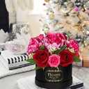 Hollyone Red Artificial Peonies Roses in Vase Round Gift Boxes with Fake Flowers Arrangements Faux Flowers Floral in Box Vase for Her Mothers' Day Valentine's Day Christmas Birthday Graduation Gift
