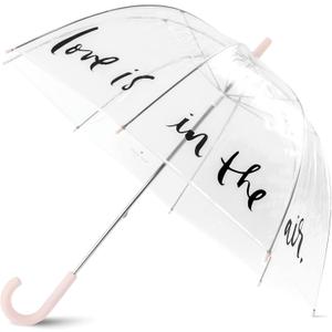 kate spade new york Clear Umbrella for Rain, Large Bubble Umbrella for Weddings, Love Is In The Air