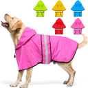 Weesiber Dog Raincoat, Waterproof Dog Rain Jacket with Leash Hole, Lightweight Reflective Pet Rain Coat for Walking (XL, Pink)
