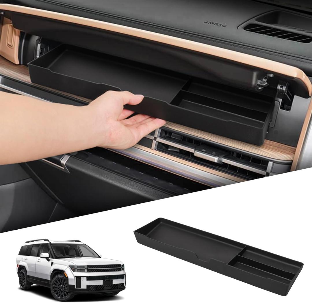 smabee Center Console Organizer Compatible with Hyundai Santa Fe 2024 2025 2026 Co-Pilot Storage Drawer Box TPE Storage Tray Interior Accessories Black