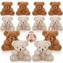 Sotiff 12 Pcs Mini Plush Bear Bulk 4 Inch Stuffed Bears Soft Tiny Animal Doll DIY Keychains Gifts for Easter Goodie Bag Fillers Women's Day Baby Shower Party Favors(Brown, Apricot)
