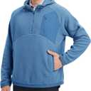 M MAELREG Hoodies for Men Quarter Zip Hooded Pullover Heavyweight Warm Microfleece Golf Polar Fleece Sweatshirt for Men (Blue, M)