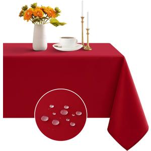 Romanstile Christmas Rectangle Tablecloth - Waterproof and Wrinkle Resistant Washable Polyester Table Cloth for Kitchen Dining/Party/Wedding Indoor and Outdoor Use (60 x 102 inch, Red)