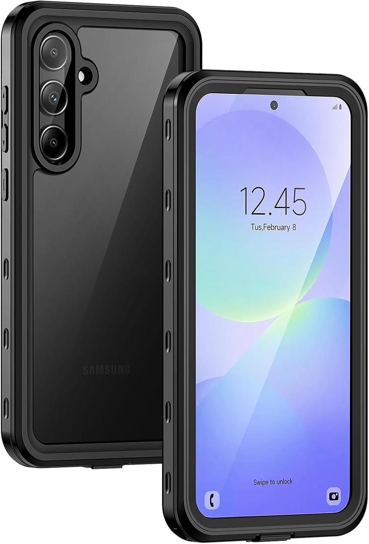 Lanhiem for Samsung Galaxy A36 Phone Case, IP68 Waterproof Dustproof, Built-in Screen Protector, Rugged Full Body Shockproof Protective Cover for Samsung A36 6.7", Black