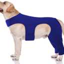 ROZKITCH Dog Leg Sleeve to Stop Licking Rear Leg for Right Left, Pet Anti Licking Wound Elbow Protector, Dog Recovery Suit Cone Collar Alternative for Sprain ACL CCL Arthritis Joint Care Blue L (L(Back Length:16.9"Leg Length:10.2"))