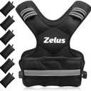 Set of two: ZELUS Weighted Vest for Men and Women | 20-32lb Vest with 6 Ironsand Weights for Home Workouts | Adjustable Body Weight Vest Exercise Set for Cardio and Strength Training; Weights Combo 4 (6.5LB), 3 (3.5LB), 1 (4.5LB) Plates