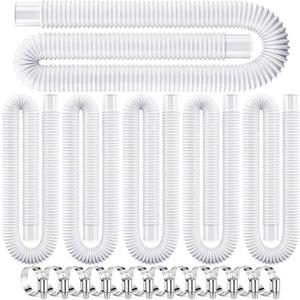 6 Pack Pool Hoses for Above Ground Pools 1.25 x 41 Inch Pool Filter Replacement Hoses Compatible with Intex Models 607, 637, Includes 12 Durable Metal Clamps