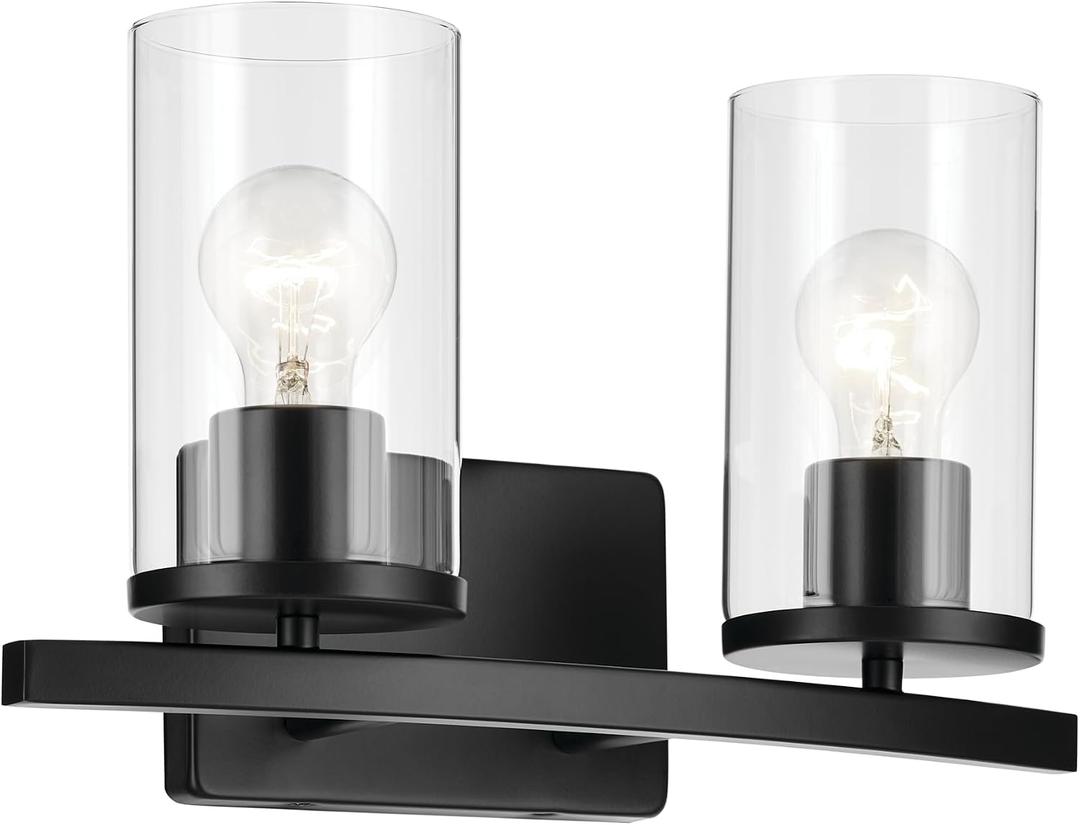 Kichler Crosby 2-Light Bathroom Vanity Light, Black