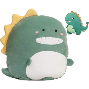 Soft Flat Dinosaur Plush Hugging Pillow Cute Green Dinosaur Stuffed Animal Dino Plushies Toys Kids Dino Anime Cushion for Birthday, Valentine's Day, Christmas...16.5 Inch
