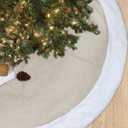 SHENG HONG Christmas Tree Skirt, 72 Inch Buffalo Plaid Xmas Tree Skirts for Christmas, Decorations for Party Holiday Home Decoration - Flax