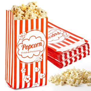 MAQIHAN 100 Popcorn Bags Individual Servings - Disposable Paper Popcorn Bags Party Pop Corn Sleeves Bulk Carnival Halloween Christmas Gift Favor Treat bolsas para palomitas Movie Night Supplies
