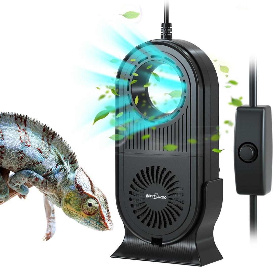 REPTI ZOO Reptile Glass Terrarium Air Purifier, Carbon Filter Reptile Air Cleaner bearded dragon tank accessories for reptile tank, Bearded dragon, Lizard, Tortoise, Snake