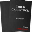 50 Sheets Extra Heavy Weight Black Cardstock Paper, 130 lb/350GSM A4 Cover Card Stock, Thick Black Construction Paper for Scrapbooking, DIY Cards Making, Arts and Crafts