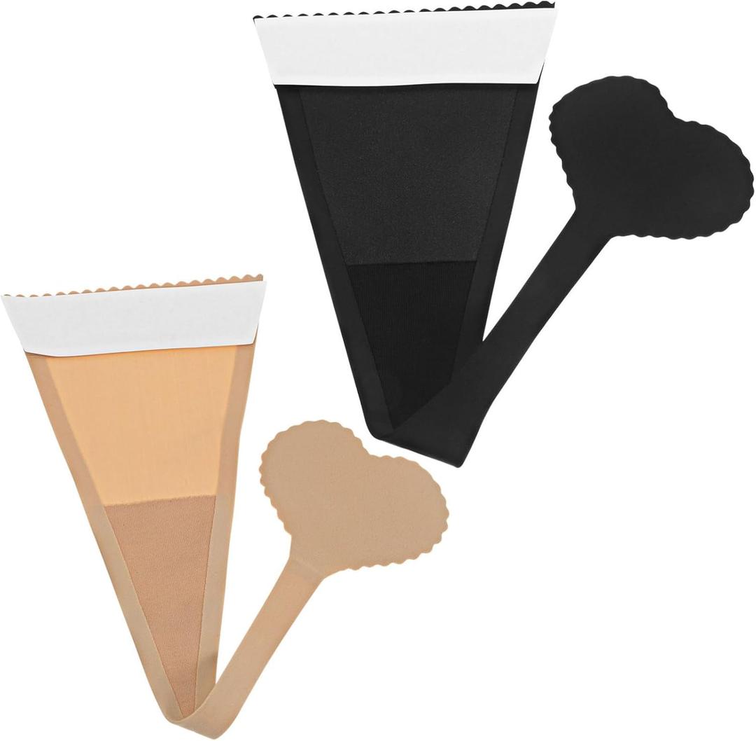 DOITOOL 2pcs Nude Thong, Invisible Strapless Panties, Seamless Women Underwear, Cotton, Assorted Colors (L)