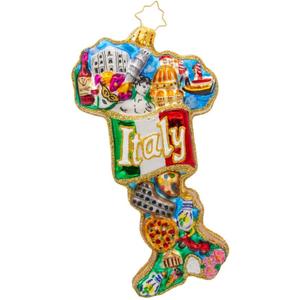 Christopher Radko Hand-Crafted European Glass Christmas Tree Decorative Ornament, Italian Charm