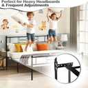 Long Headboard Bracket Adjustable Bed Base Bed Extra Thick Steel Universal Kit Heavy Duty No Noise No Wobble Easy Install Black Compatible Queen King Full Twin