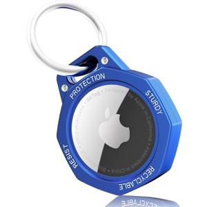 Tieuwant AirTag Holder Case- Aluminum Alloy Keychain for Apple AirTag Tracker(1 & 2 Gen) (Klein Blue)