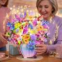 Mothers Day Gifts for Mom, Grandma, Wife-Pop Up Card with Music and Lights Life Sized 3D Paper Flower Bouquet – Greeting Card for Women, Mom, Wife, Daughter, Grandma – Birthday Gift with Envelope-Hummingbird