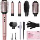 Brightup 5 in 1 High-Speed Hot Air Styler, 1400W Powerful 120000RPM Hair Dryer Brush, Negative Ions Thermal Brush, Cool Shot Button, Curler, Volumizer, Straighter, No Heat Damage, with Travel Bag